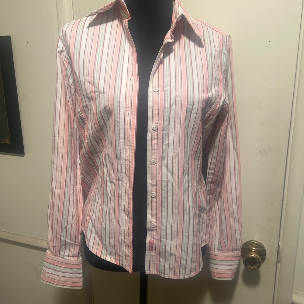 Faconnable women’s stripped button down shirt, XS